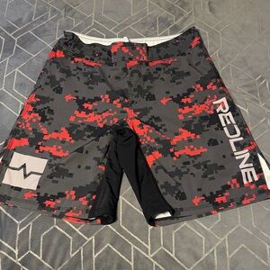 Redline Athletic Shorts with Black and Red Digital Pattern
